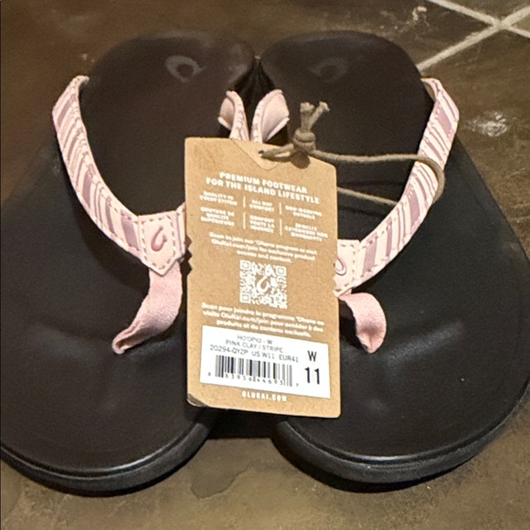 🆕OluKai Ho’opio leather pink clay stripe sandal/flip flop - Picture 4 of 4